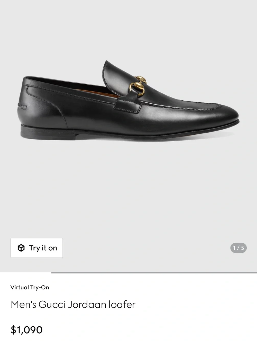 Men’s Gucci Jordaan Black Leather Gold Horsebit Loafer